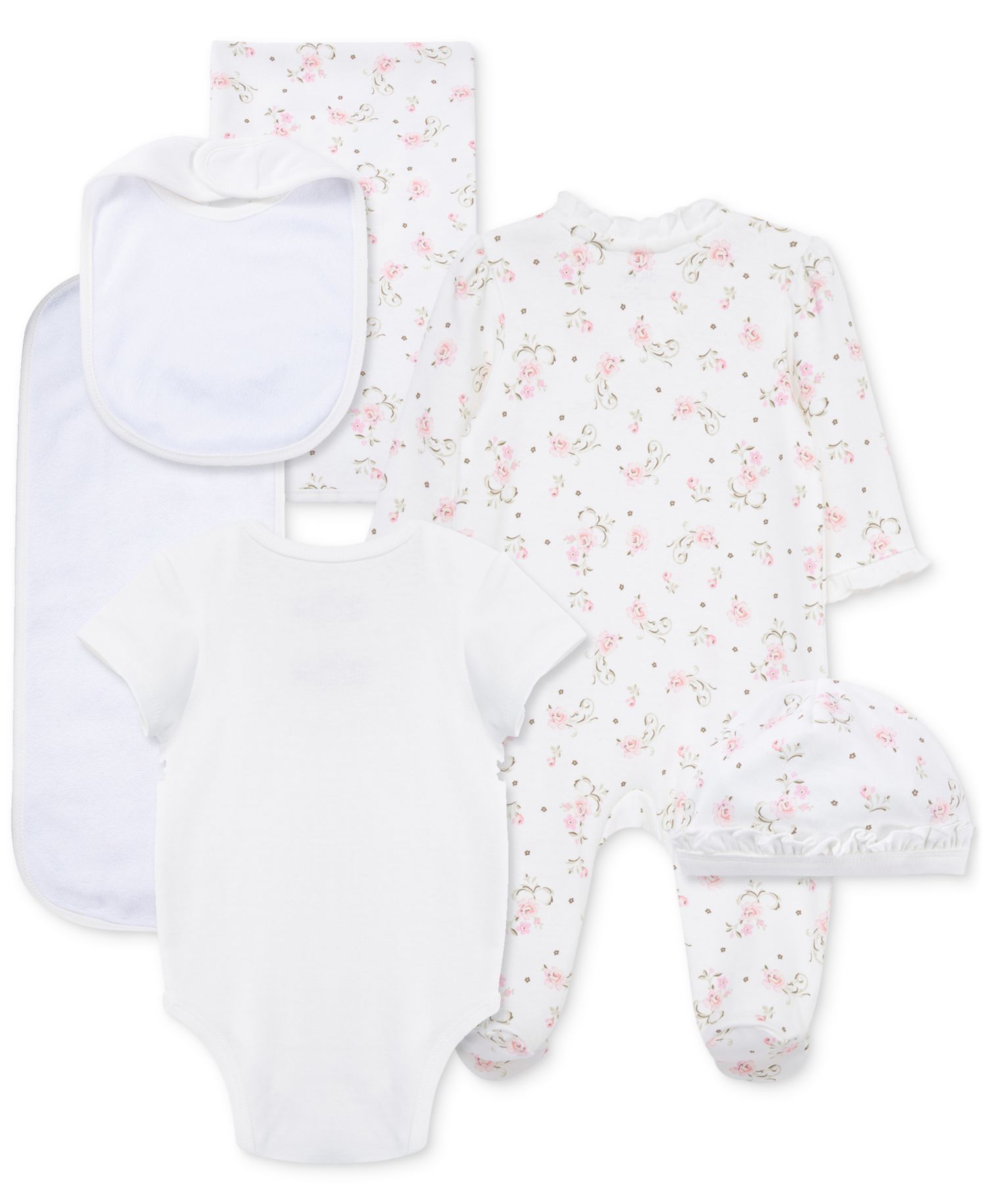 Baby Girls Cotton Vintage Rose Gift Box, 6 Piece Set