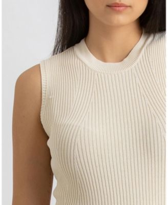 Women's Sleeveless Fitted Ribbed Pattern Iris Dress