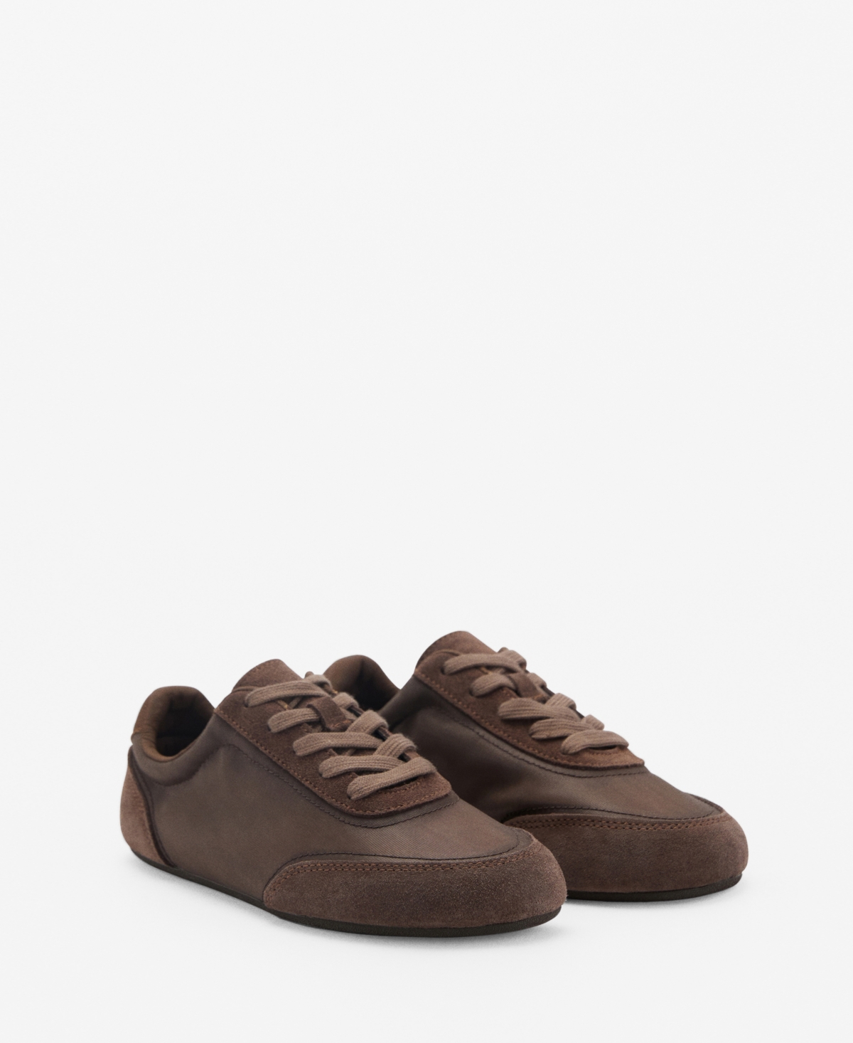 Shop Mango Women's Suede Blend Sneakers In Chocolate