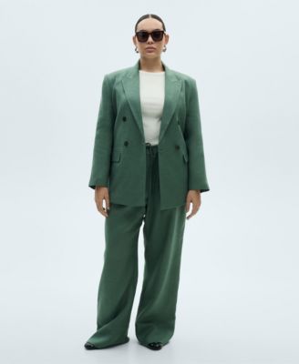 Women's Straight Linen-Blend Trousers Pants