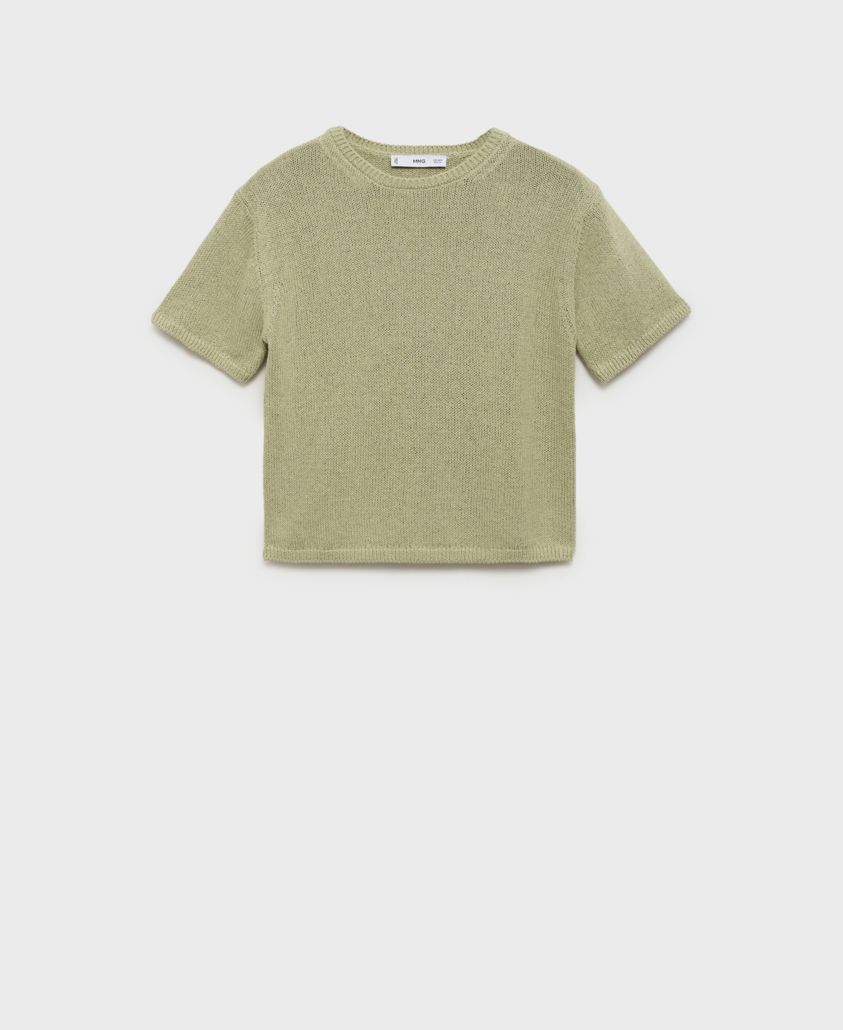 Mango Madeano Short Sleeve Crewneck Sweater In Aqua Green