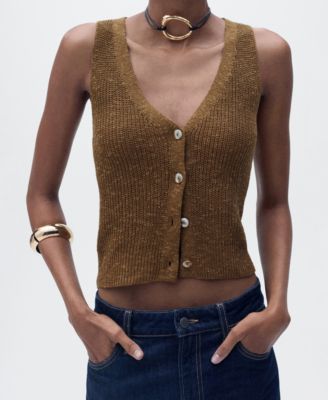 Women's Buttoned Chunky Knit Sweater Vest