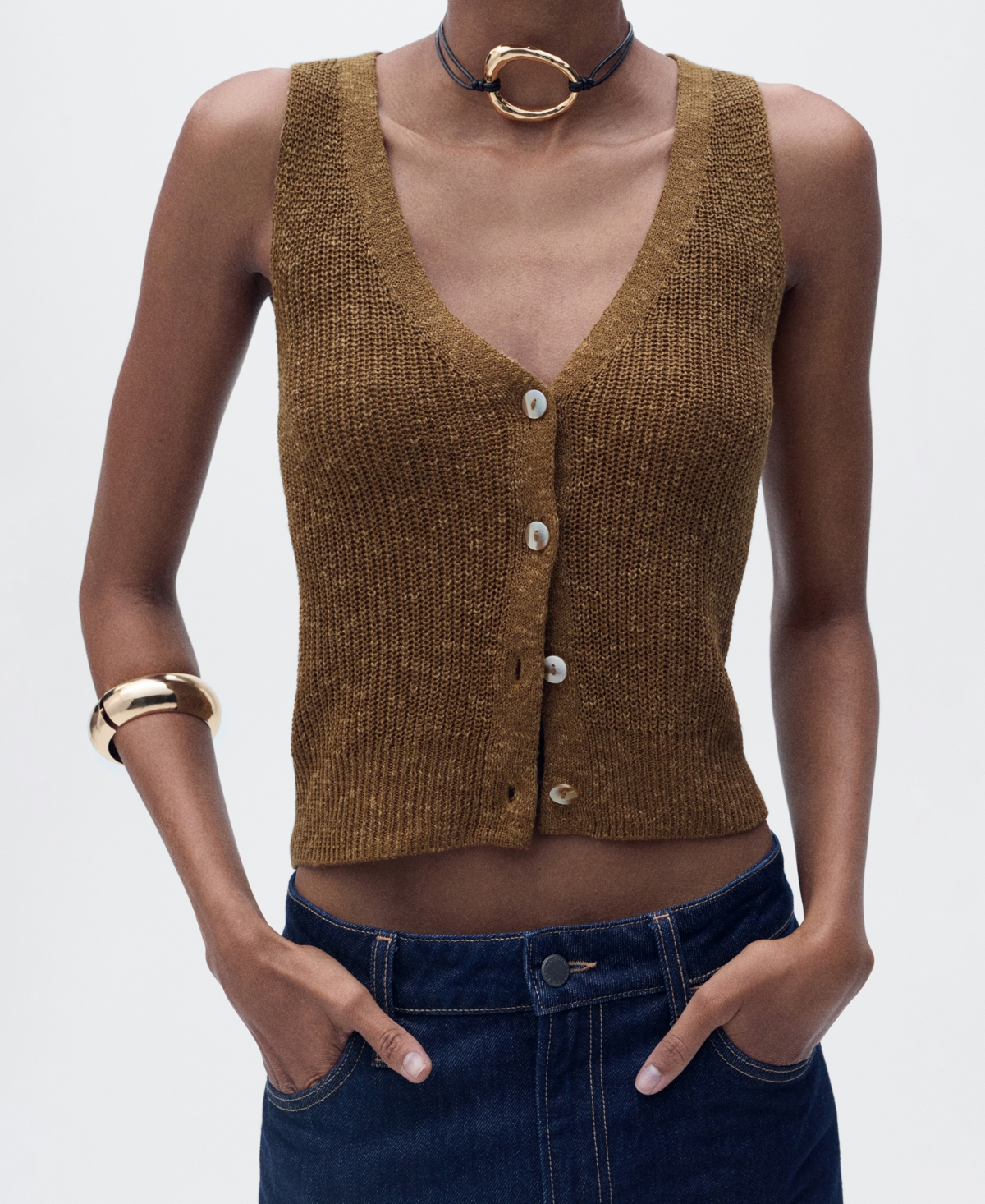 Mango Jazmin Sweater Vest In Brown