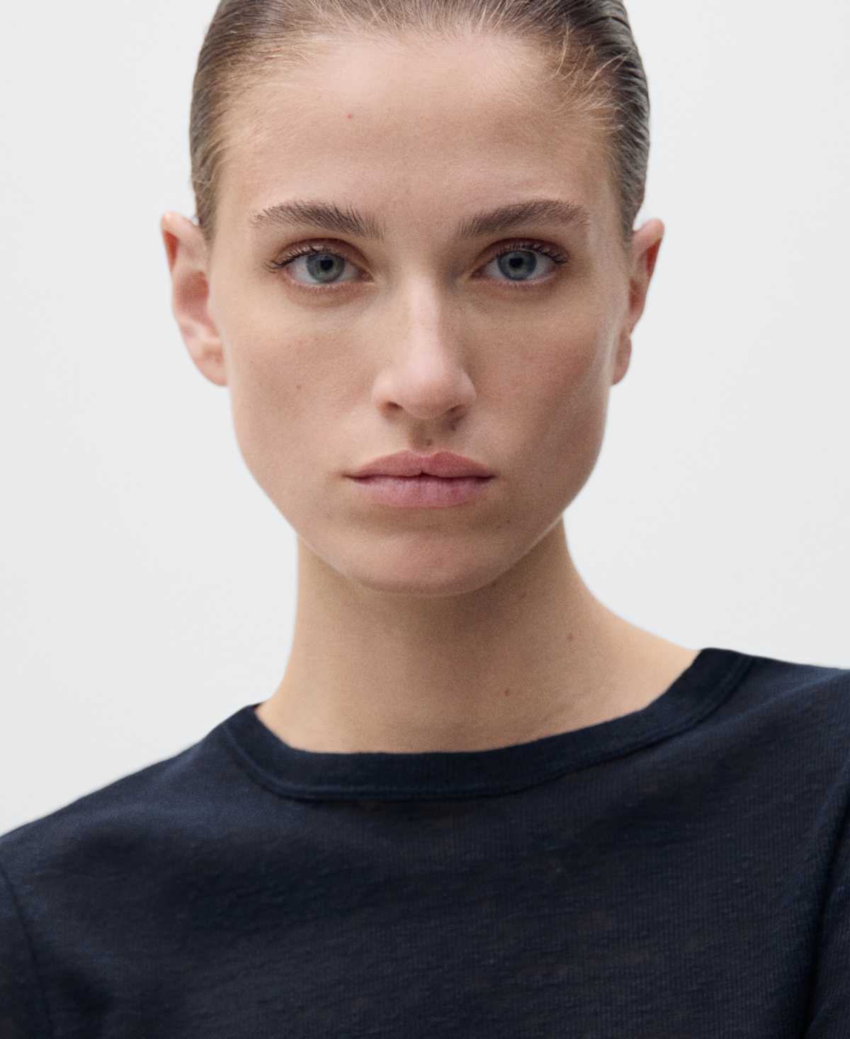 Mango Linen T-shirt In Blue