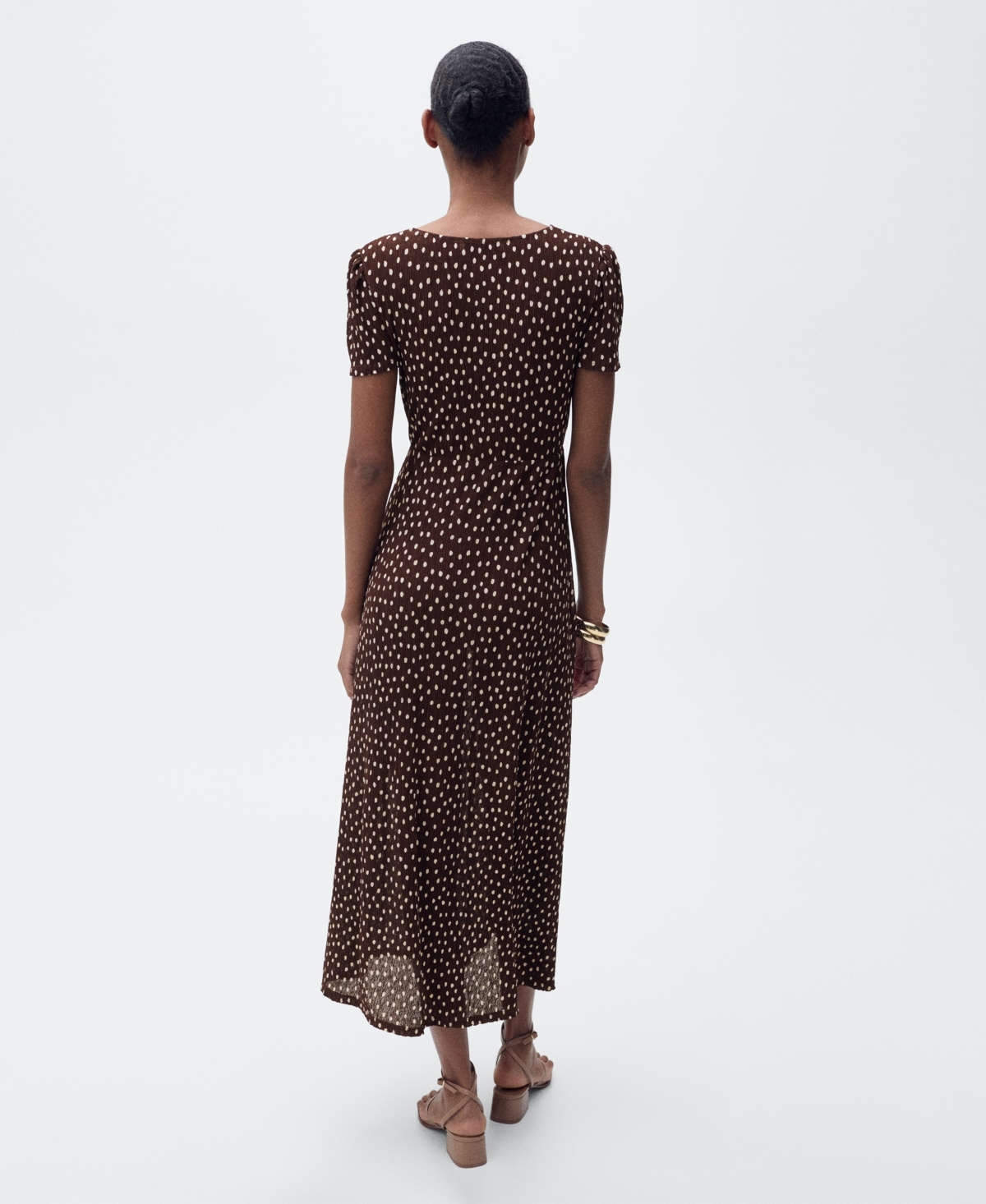 Shop Mango Women's Midi Floral Dress In Brown