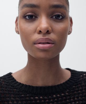 Women's Short-Sleeved Openwork Knitted Sweater