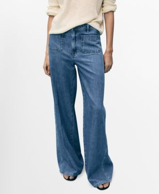 MANGO - Women's Pocketed Wideleg Jeans