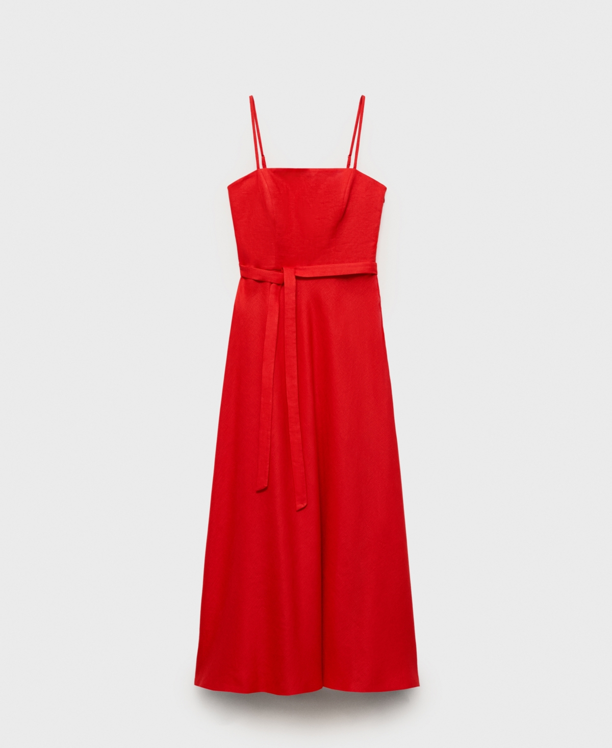 Mango Bow Linen-blend Dress Red In Red