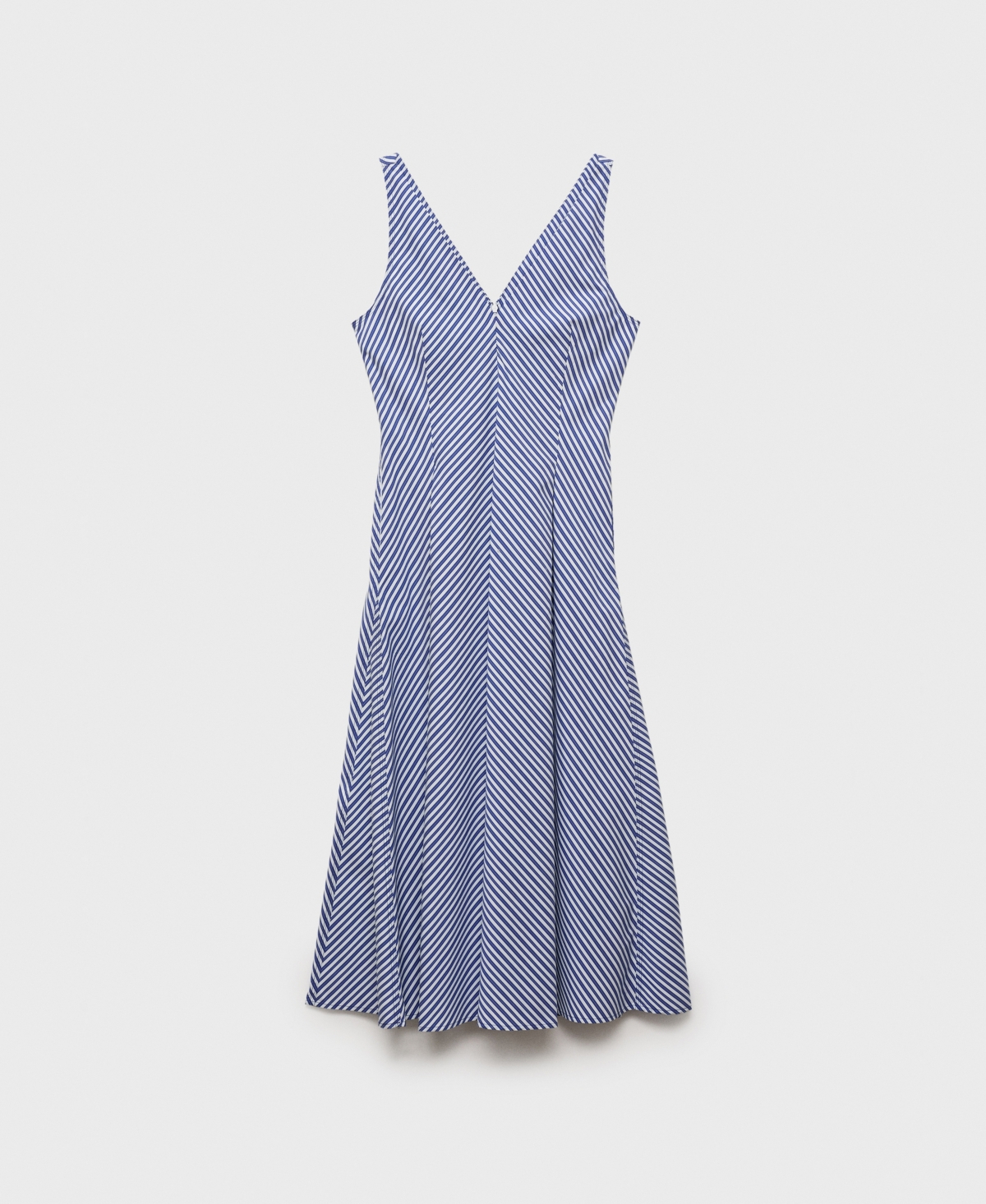 Shop Mango Women's Striped Flared Midi Dress In Blue