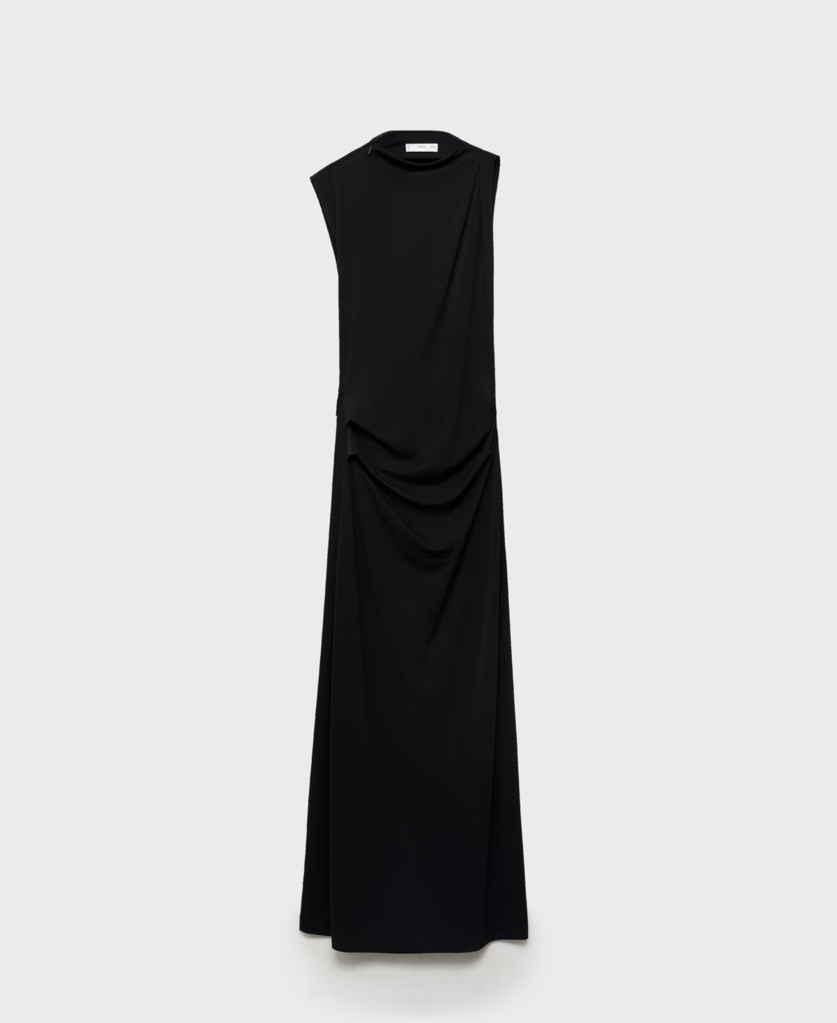 Shop Mango Women's Side Slit Draped Dress In Black