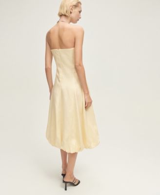 Women's Puffed Hem Linen Dress