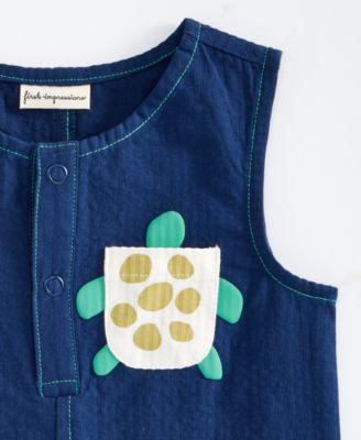 Baby Boys Turtle Pocket Cotton Sunsuit, Exclusively at Macy's