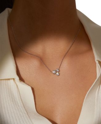 Cubic Zirconia Trio Pendant Necklace & Stud Earrings, 16" + 2" extender