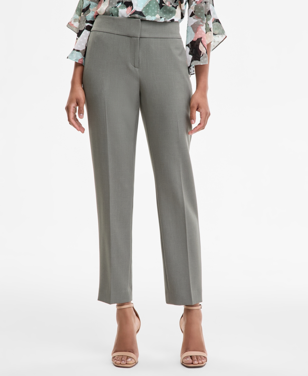Press-Pleat Fly-Front Pants, Regular & Petite Sizes - Tearose