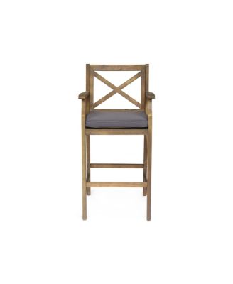 Streamdale Logan Acacia Wood Patio Barstools, Set of 2 Transitional Charm with Durable Design