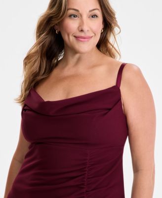 Trendy Plus Size Cowlneck Side-Ruched Maxi Dress, Created for Macy's