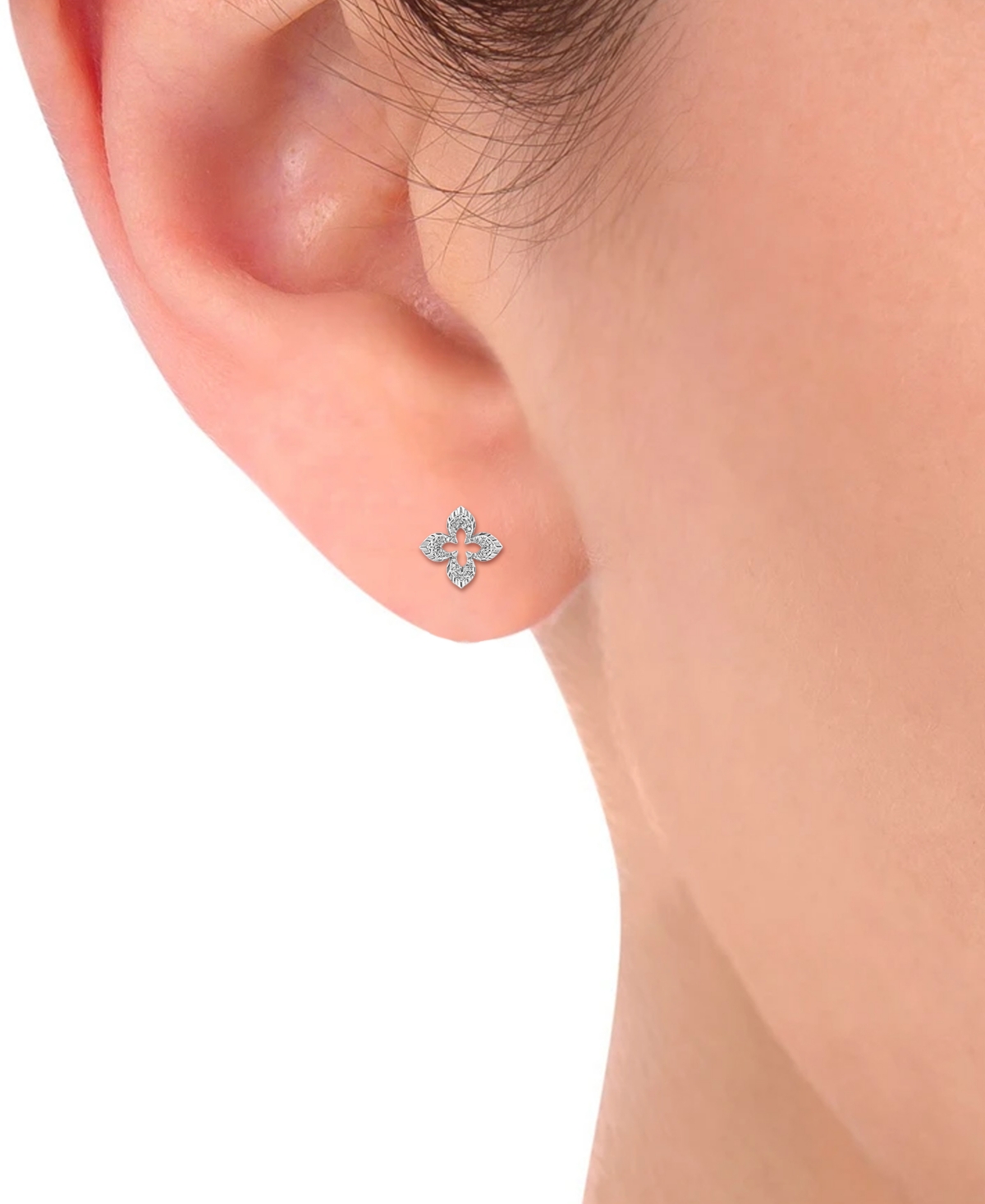 Macy's Diamond Quatrefoil Openwork Stud Earrings (1/4 Ct. T.w.) In 14k White Gold