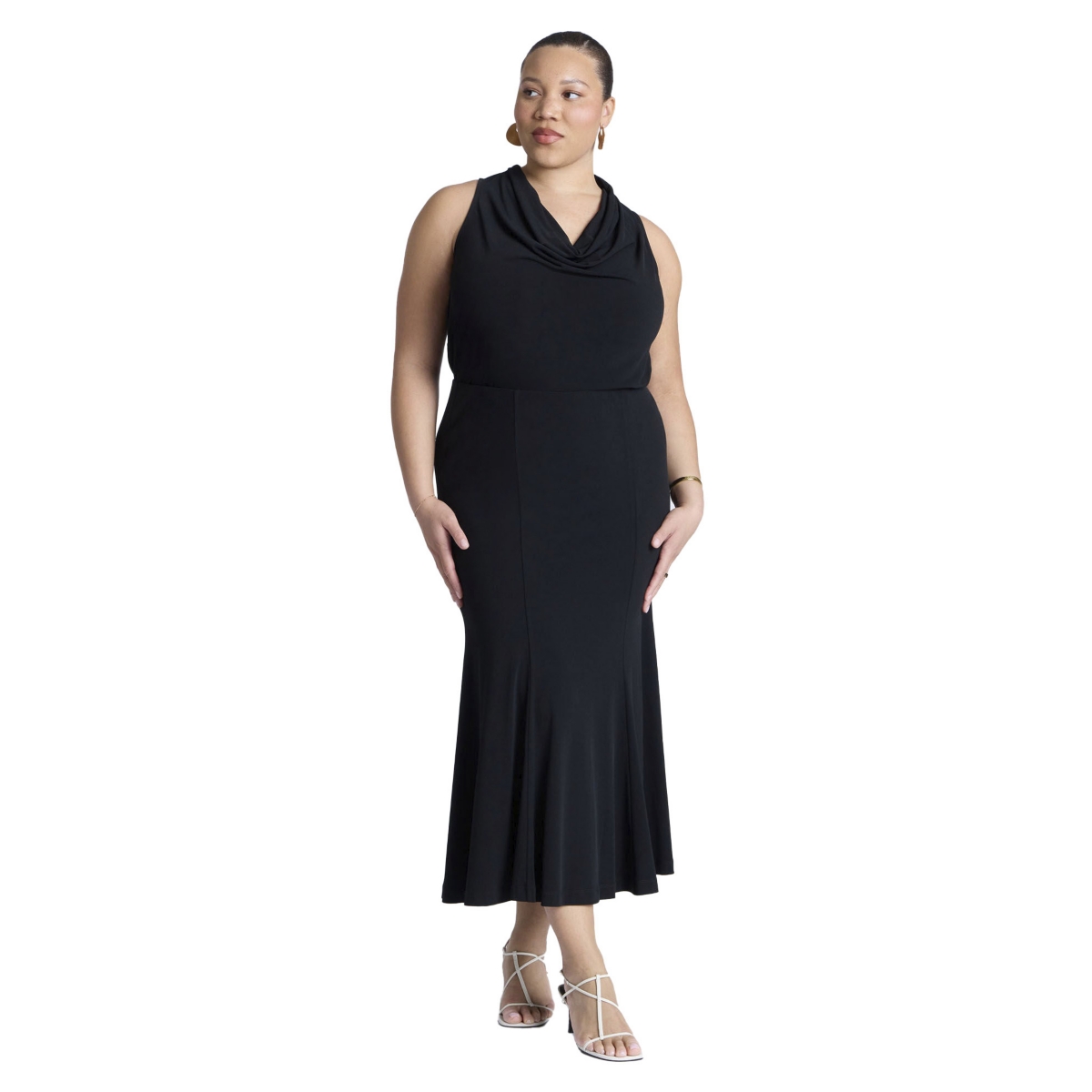 Plus Size Trumpet Jersey Skirt - Black onyx