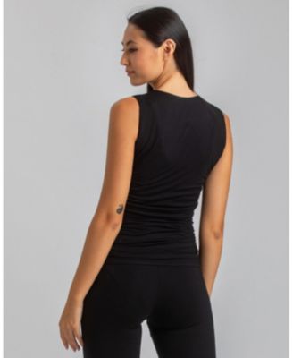 Maternity Sleeveless Dolce Blouse with V-Neck and Side Ruching