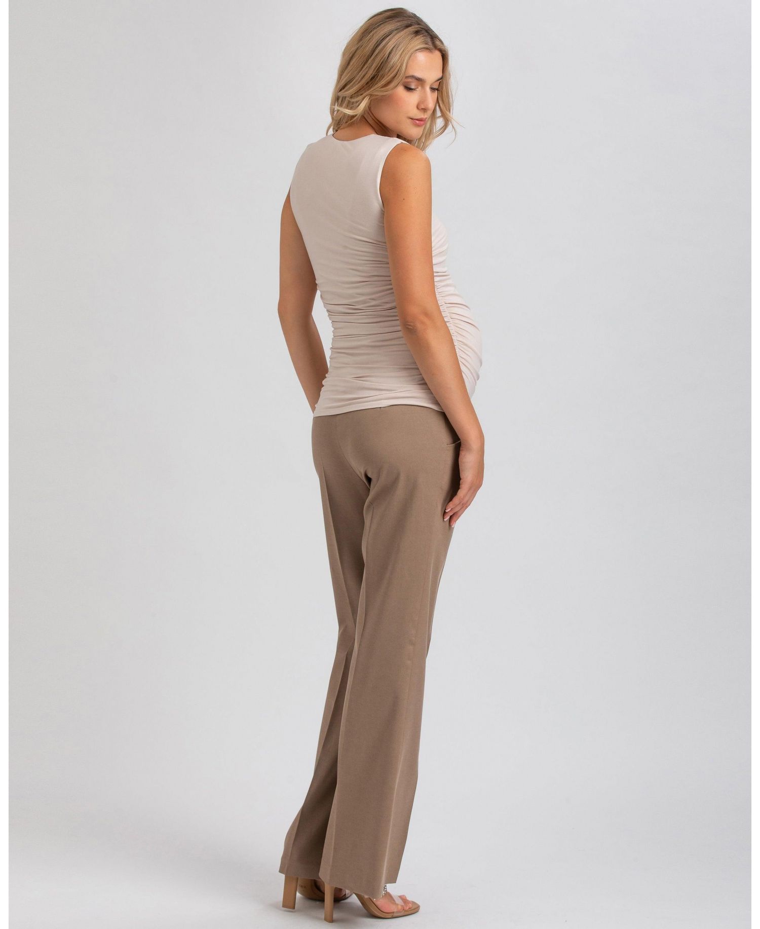 Maternity Sleeveless Dolce Blouse with V-Neck and Side Ruching