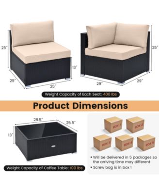 10PCS Rattan Furniture Set Outdoor Wicker Sofa Table Cushioned Seat Patio