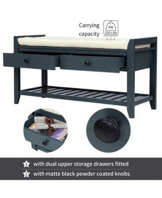 Entryway Storage Bench with Cushion Drawers and Shoe Rack for Organized Seating and Footwear Storage in Small Spaces-The Pop Home