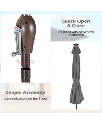 10FT Solar Umbrella LED Market Steel Tilt w/ Crank Patio