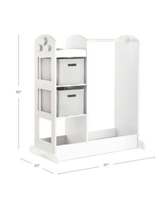 See and Store Dress Up Center - White: Kids' Pretend Play Clothes and Costume Armoire with Clothing Rack Storage and Mirror