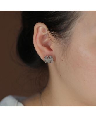 Set of 2 Black Widow Spider Illusion Stud Earrings in Surgical Steel