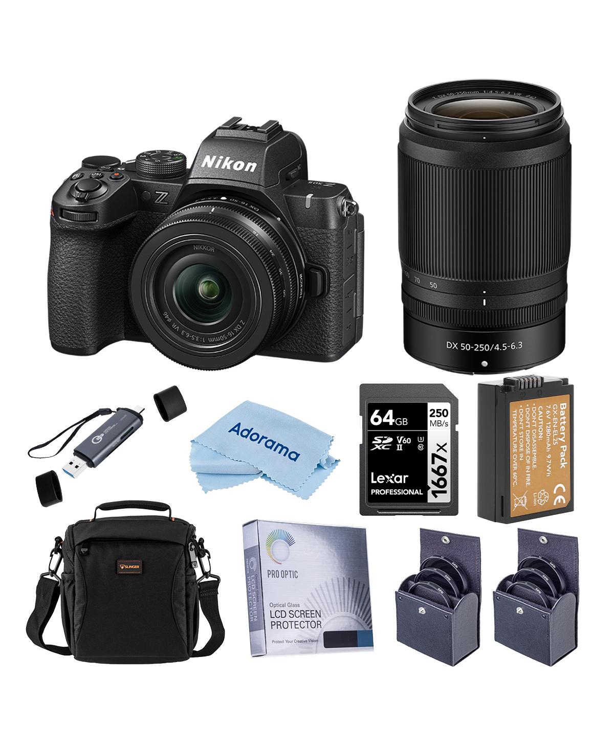 Nikon Z50II Mirrorless Camera with Nikkor Z Dx 16-50mm f/3.5-6.3 Vr & Z Dx 50-250mm f/4.5-6.3 Vr Lenses, Bundle with 128GB Memory Card, 46mm and 62mm