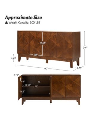 Abraham Mid-century 60" Solid Wooden Legs Sideboard