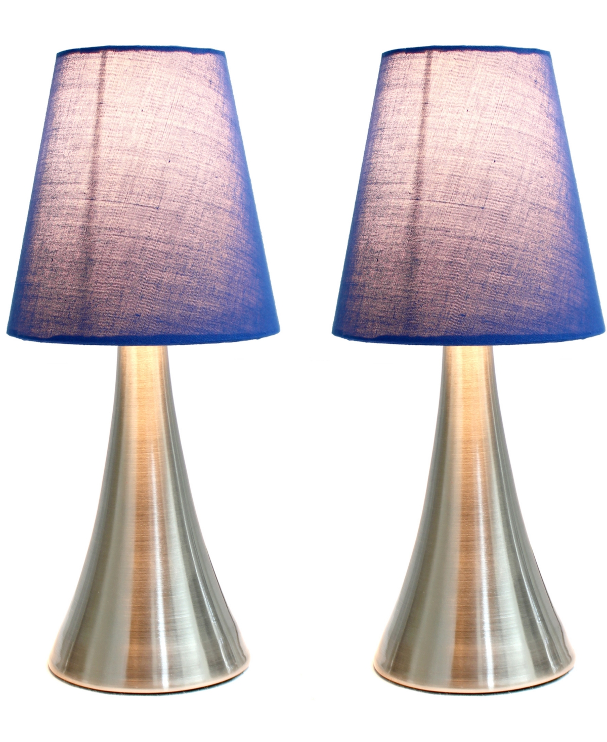 Creekwood Home 11.42" Metal Chic And Contemporary Duo Mini Touch Table Lamp Set In Brushed Nickel,blue