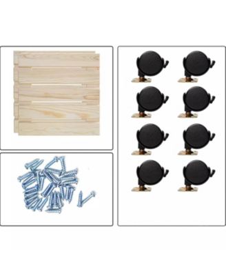  2-Pack Wooden Plant Stand Caddy with Lockable Wheels Heavy Duty