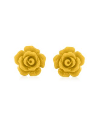 Set of 3 Romantic 3D Carved Rose Flower Post Stud Earrings 10MM Lightweight