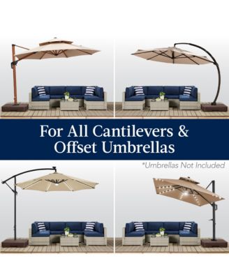 330lb Capacity Fillable Heavy-Duty Outdoor Cantilever Umbrella Base w/ Easy-Fill Spouts