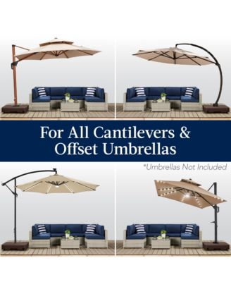 Heavy-Duty Outdoor Cantilever Base Stand w/ Wheels, Locks, Fillable 330lb Capacity