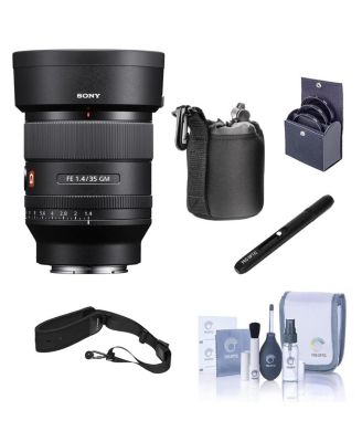 FE 35mm f/1.4 GM Lens, Bundle with 67mm Filter Kit, Camera Sling Strap, Lens Case, Lens Cleaner and Cleaning Kit