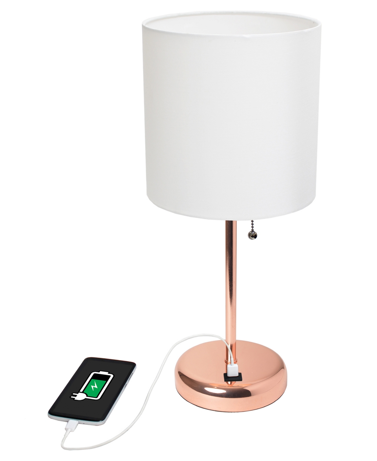 Creekwood Home 19.5" Metal Oslo Contemporary Bedside Duo Table Lamp Set In Rose Gold,white Shade