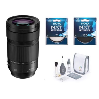 LUMIX S 70-300mm f/4.5-5.6 Lens for L Mount, Bundle with Hoya NXT Plus 77mm CPL+UV Filter Kit, Cleaning Kit