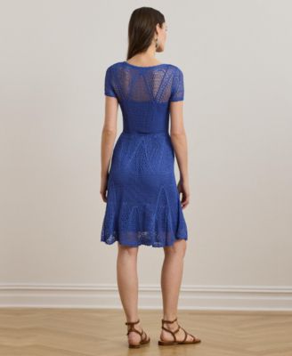 Ralph Lauren★Striped Pointelle-Knit Sweater Dress Ralph Lauren Striped Pointelle Knit Sweater Dress