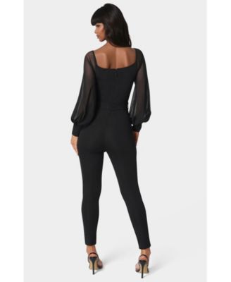Women's Printed Mesh Off Shoulder Catsuit