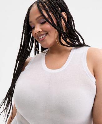 Trendy Plus Size Sheer Sweater-Knit Tank