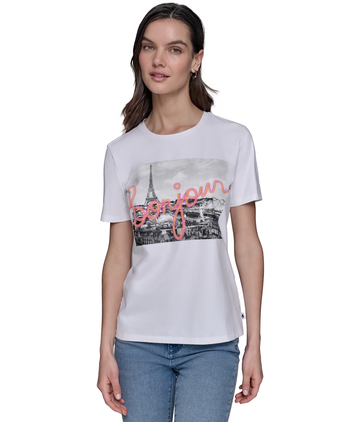Karl Lagerfeld Petite Bonjour Graphic Paris T-shirt