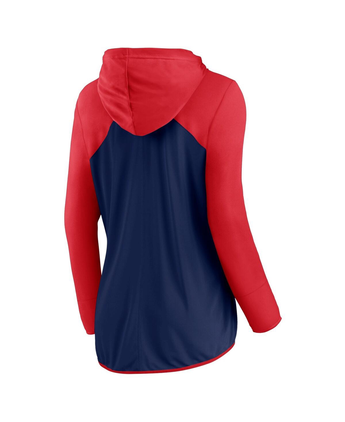 Fanatics Women's Navy/red Boston Red Sox Script Sleeve Full-zip Hoodie In Navy,red