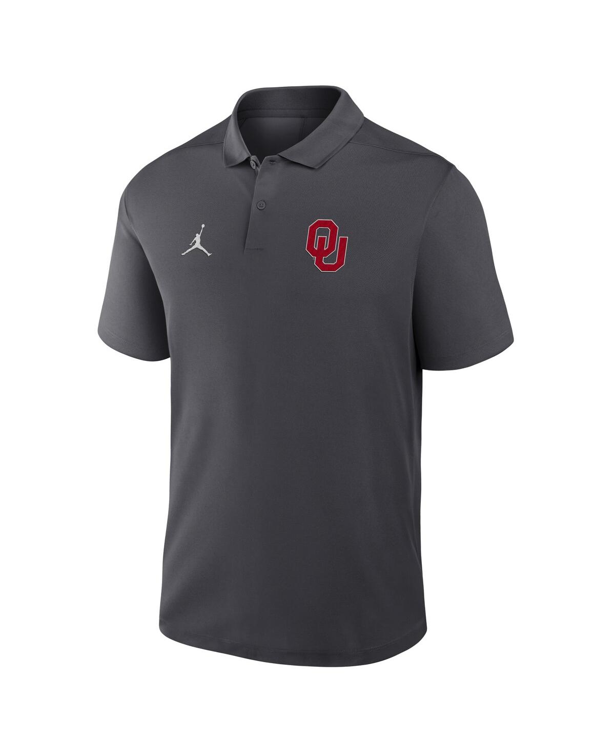 JORDAN MEN'S ANTHRACITE OKLAHOMA SOONERS PRIMETIME VICTORY PRIMARY LOGO PERFORMANCE POLO SHIRT 