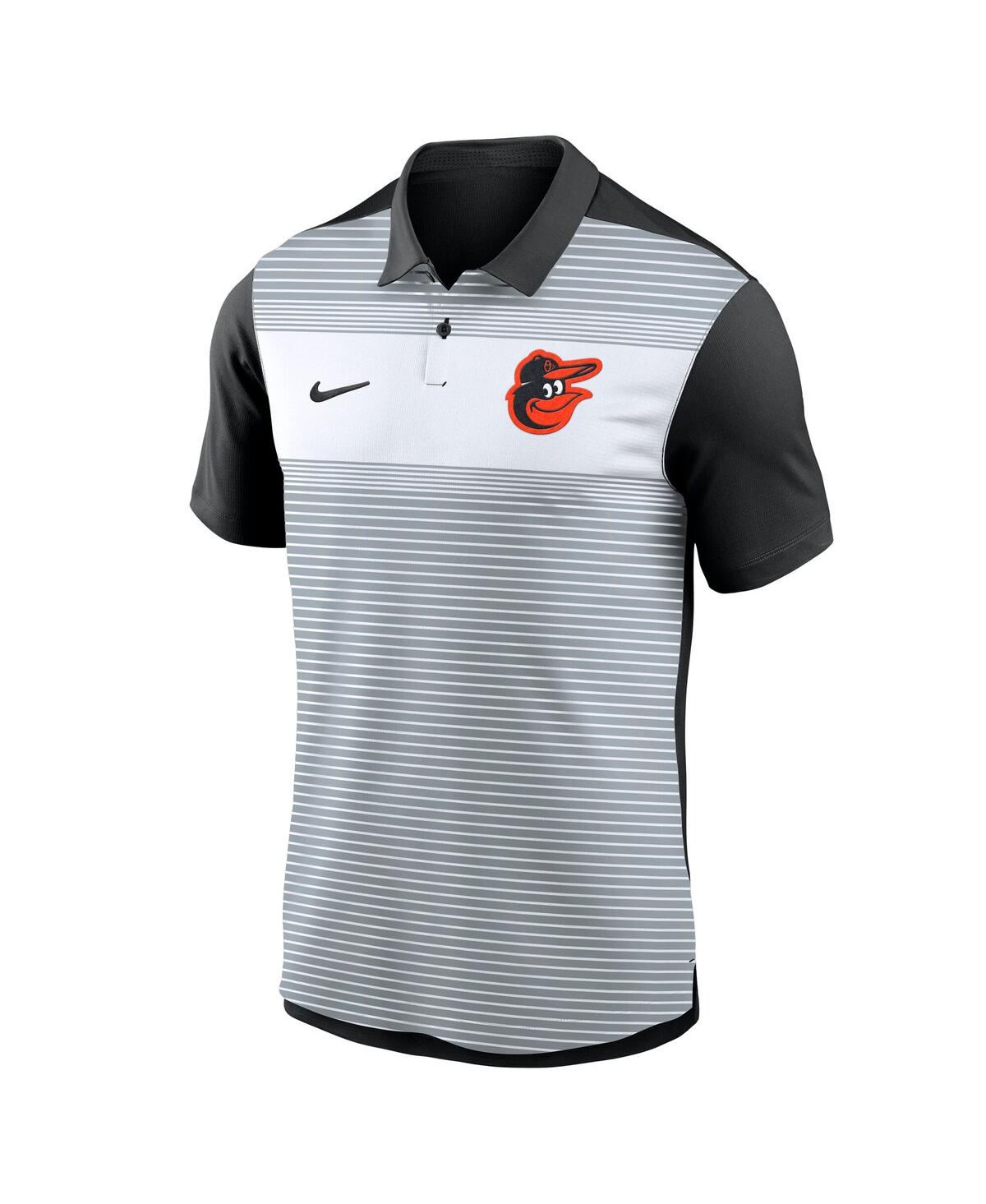 Nike Men's White/black Baltimore Orioles Vapor Striped Performance Polo Shirt In Black