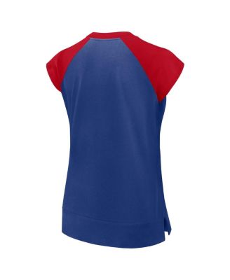 Women's Royal/Red Atlanta Braves Cooperstown Collection Raglan Performance T-Shirt