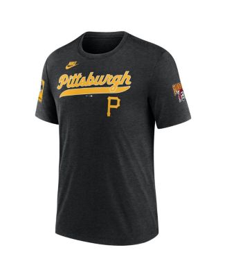 Men's Heather Black Pittsburgh Pirates Cooperstown Collection Eras Tri-Blend T-Shirt