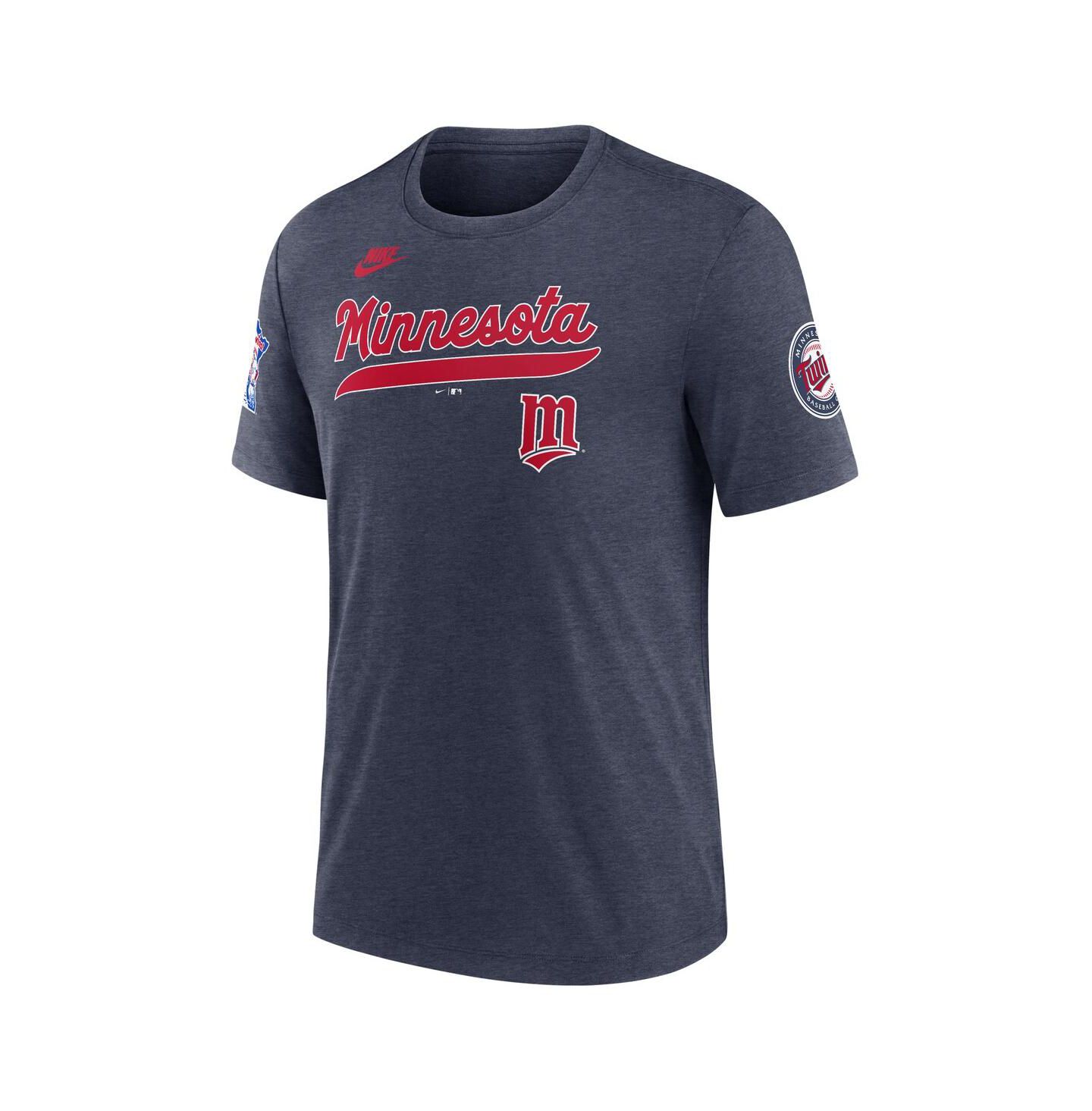 Мужская футболка Nike Heather Navy Minnesota Twins Cooperstown Collection Eras Tri-Blend — фото 3