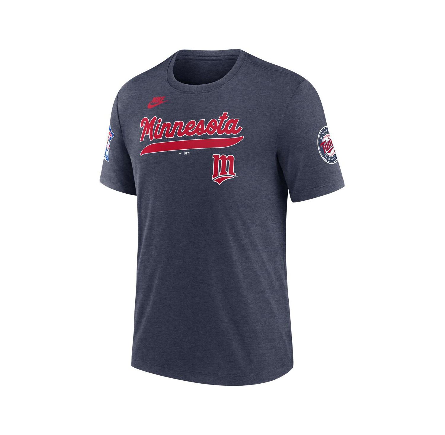 Men's Heather Navy Minnesota Twins Cooperstown Collection Eras Tri-Blend T-Shirt